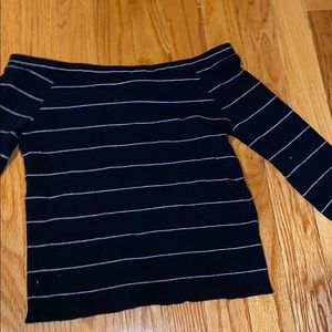 Striped Off Shoulder Long Sleeve